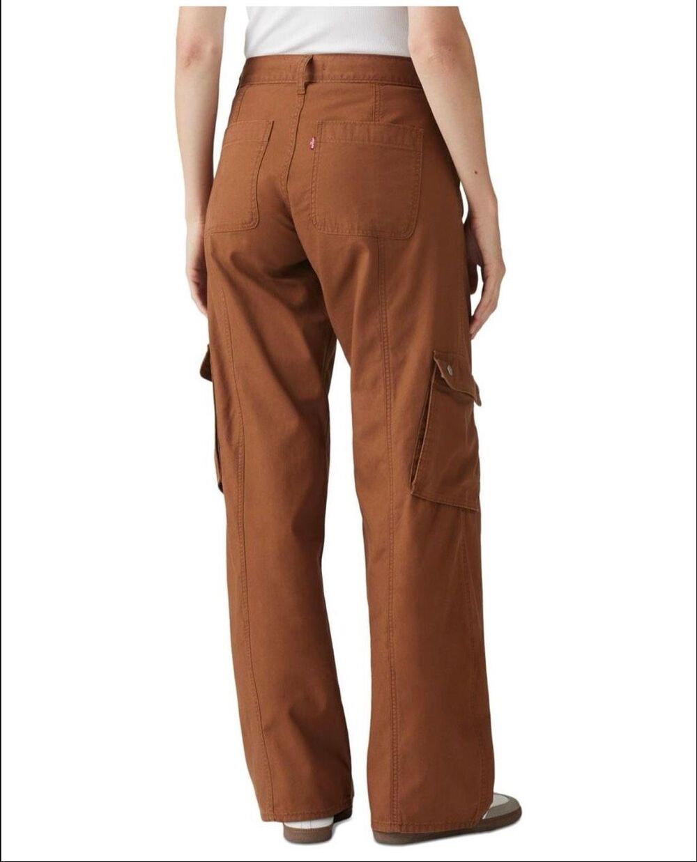 Levi's Super Low Linen Blend Loose-Fit Cargo Jeans Sorrel Horse 24x32 - Picture 2 of 4